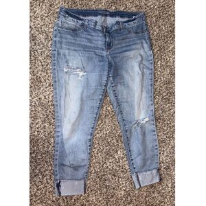 Maurices Light Blue Distressed Ankle Jeans XL Short